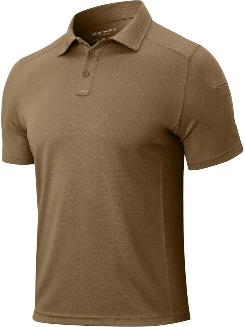 Men’s Dark Khaki Quick Dry Tactical Polo Shirt Short Sleeve Casual Golf Top